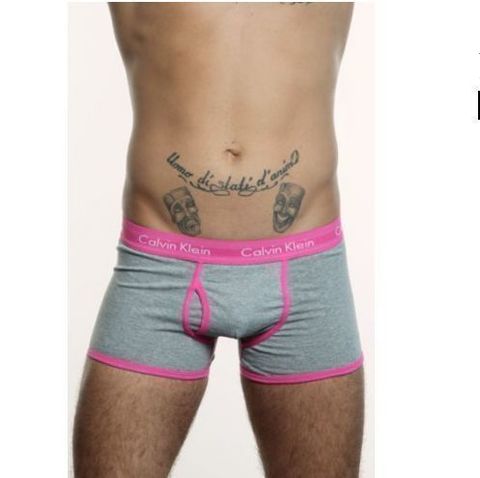 Мужские трусы боксеры серые с розовой окантовкой Calvin Klein 365 Grey Pink