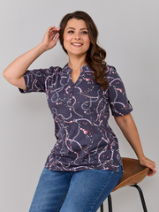 Блузка БЛ-122/серыйремни-цепи