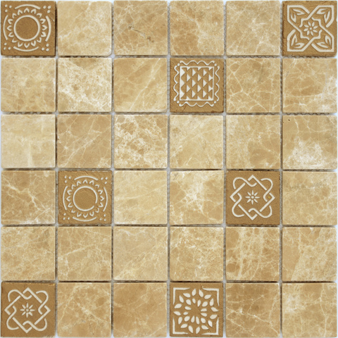 Мозаика из натурального камня LeeDo - Caramelle: Art Emperador Light MAT 48x48x8