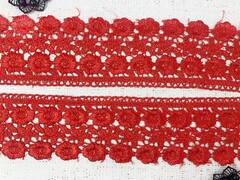 Кружево плетеное, ш. 7,8 см, алый