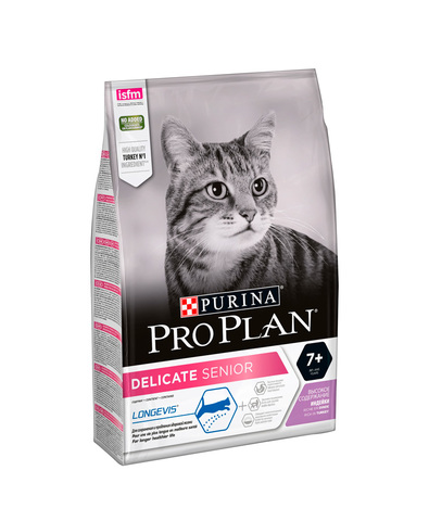 Pro Plan сухой корм для кошек с чувствительным пищеварением старше 7лет (индейка) 3кг