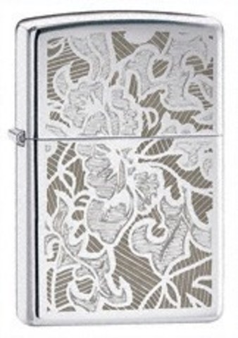 Зажигалка Zippo, латунь/сталь, серебристая, с покрытием High Polish Chrome 36х12х56 мм (24700 FLWR) | Wenger-Victorinox.Ru