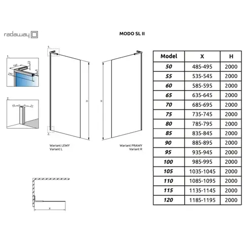 Radaway 10319085-04-01L Modo SL White II 85 Left