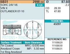 Поршень двигателя TEIKIN 43297 STD (6шт/упак)