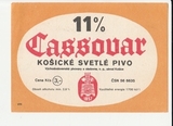 K15198 ЧССР Чехословакия Пивная этикетка CASSOVAR