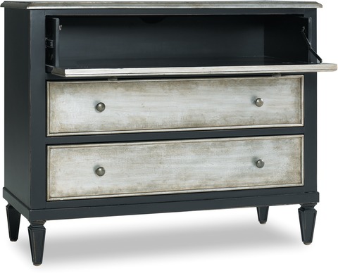 Hooker Furniture Living Room Two Tone Aluminum Wrap & Black Three Drawer Chest