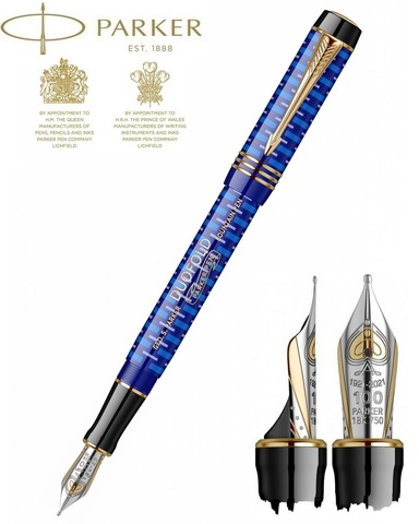 Ручка перьевая Parker Duofold 100th Anniversary LE, Blue GT, F (2123549)