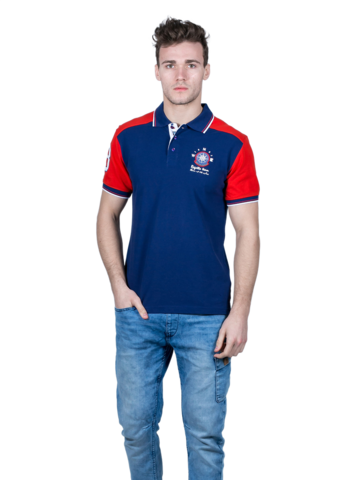 Рубашка- поло мужская Cottonfeels, т.синий/красный 550591