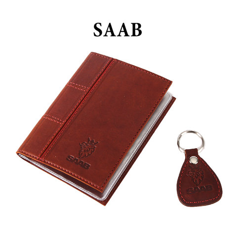 Обложка для водительского удостоверения с брелком «SAAB»