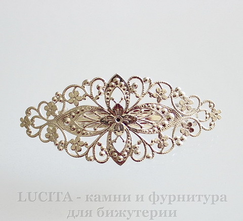 Основа для заколки - автомат с филигранью, 78х35 мм (цвет - серебро)