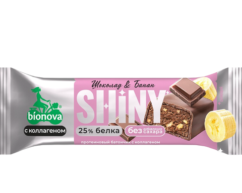 Батончик глаз.Bionova Shiny Без Сахара Шоколад и Банан 40гр