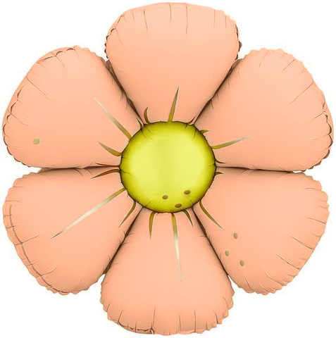 К Фигура, Цветок, Ромашка (надув воздухом), Персиковый, Сатин, 25''/64 см, 1 шт.