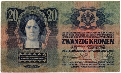 Банкнота 20 крон Австро-Венгрия 1913 год