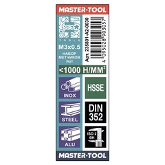 Метчик М 3,0х0,5 (Комплект 3шт) DIN352 HSSE 6h 40мм a=2,7 H-Tools 235801-A2-0030