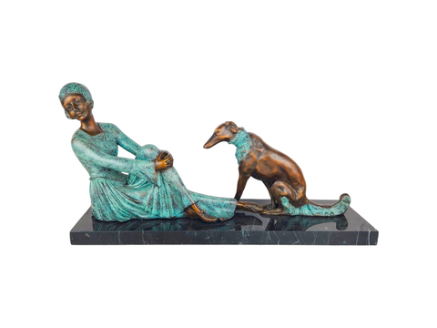 Статуэтка Ар-деко Девушка и борзая