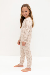 пижама  для девочки  К 1552/бежевый,зайчата в деревне