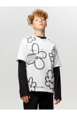 фуфайка  КБ 302923/белый(цветы)