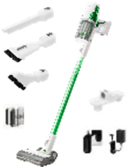 Пылесос вертикальный аккумуляторный Greenworks SV24532, 24V, б/щет, 350 Вт, 21 кПа, электрощетка, 3 насадки, LED, белый+зеленый, 1х2Ач и ЗУ (4702007UA)