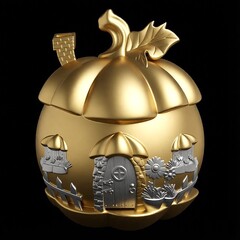 Силиконовый молд № 424 домик Тыква 2 D № 1 серия домики для гномов и фей)