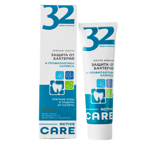 Modum ЗУБ.ПАСТЫ 32 ЖЕМЧУЖИНЫ ACTIVE CARE Защита от бактерий 100г (A701-244)