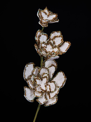 Цветок 18х61см ChristmasDeLuxe бирюзовый с серебром