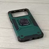 Противоударный чехол Strong Armour Case с кольцом для Poco M4 Pro (Зеленый)