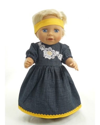 Платье хлопковое клетка - На кукле. Одежда для кукол, пупсов и мягких игрушек.