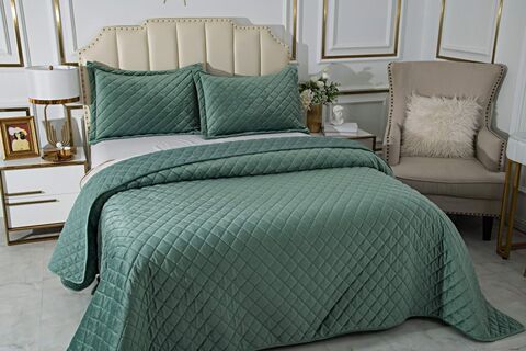 Покрывало 240х260 и 2 наволочки 50х70 Sofi De MarkO Натаниэль Изумруд