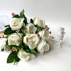 №2 Роза искусственная, белые, 5 голов, букет 35 см, набор 2 букета