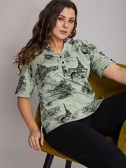 Блузка БЛ-122/шалфей-города