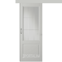 Купить Межкомнатная одностворчатая дверь купе эмаль VFD Dorren Cotton серая остеклённая