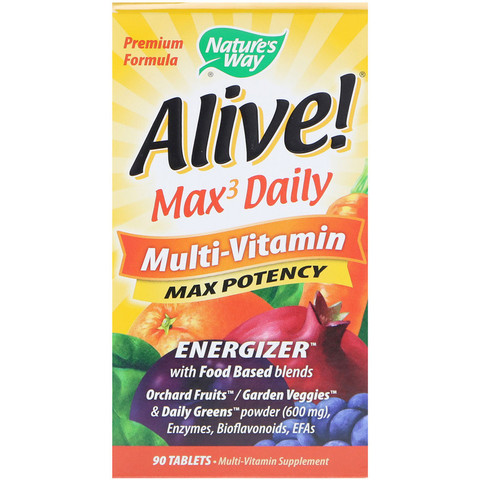 Nature's Way, Живой! Max3 Daily, мультивитамины, 90 таблеток