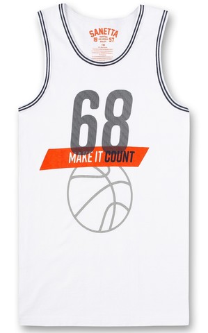 Белая майка Sanetta "Basketball 68"