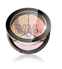 EVELINE Палитра для макияжа лица 3в1: 01-PINK BEIGE серии CONTOUR SENSATION