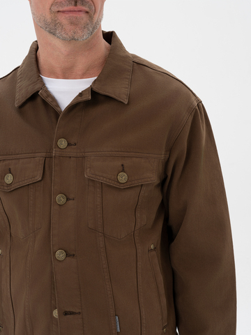 Джинсовая куртка тёмно-коричневого цвета из премиального хлопка