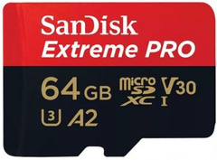 Карта памяти SanDisk 64GB Extreme Pro UHS-I microSDXC A2 C10 V30 U3 Black/Red