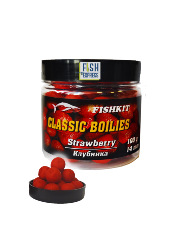 Бойлы FISHKIT Classic вареные тонущие 14мм 100гр. Клубника