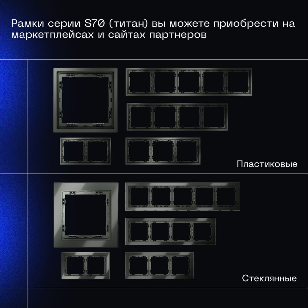 Выключатель встраиваемый Voltum S70 трехклавишный 10А, (титан) VLS030106