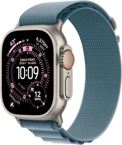Умные часы Apple Watch Ultra 3 49 мм натуральный титан, ремешок Alpine голубого цвета (S)