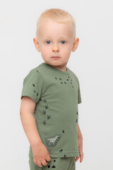 фуфайка  для мальчика  КР 302699/папоротник,следы динозавра к538