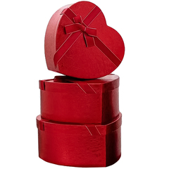Коробка подарочная Сердце, Фактурный узор, с бантом, Красный, 26*23*10,3 см