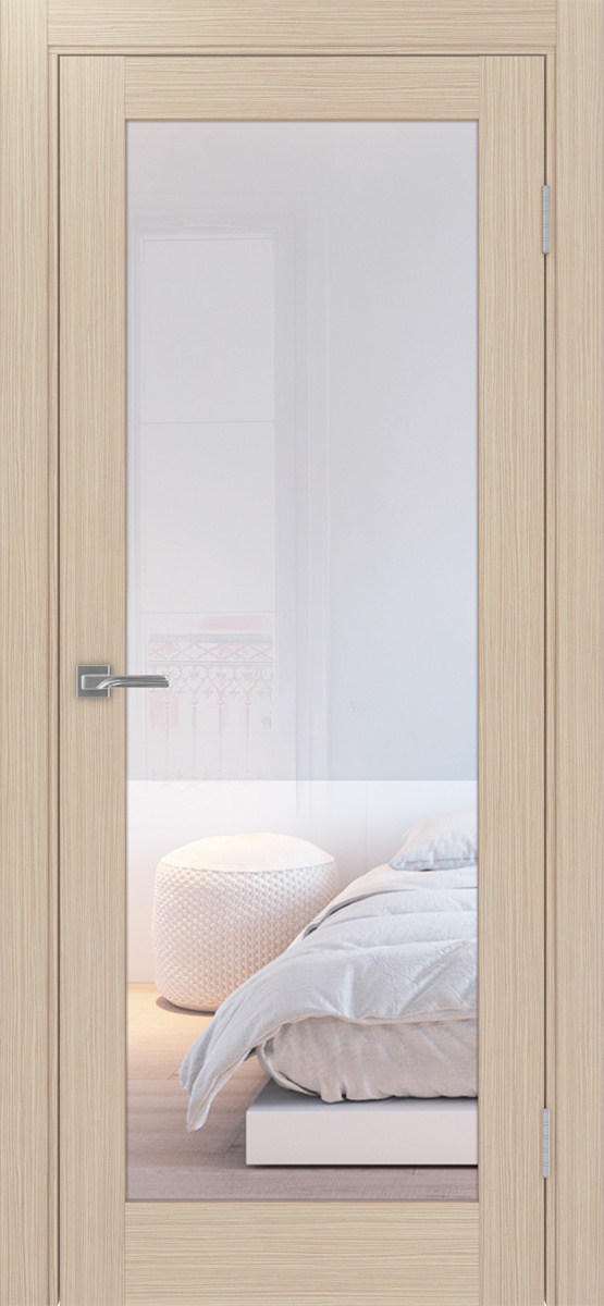 Дверь межкомнатная Оптима Порте Турин 501.2, цвет беленый дуб, экошпон, стекло прозрачное
