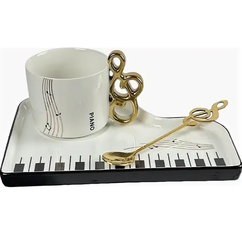 Чашка с блюдцем и ложкой, 200 мл - Белый - купить