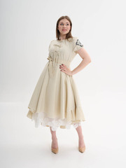 Зефирка. Юбка женская льняная макси с кружевом SY-1284