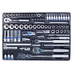 KING TONY (9-5575MR) Набор торцевых головок 1/4"&3/8" с принадлежностями, ложемент, 75 предметов