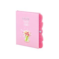 Блокнот 11,0 см * 15,0 см , 7БЦ, Alingar, ламинация, поролон, код. замочек, 50л., линия, "Букет", розовый