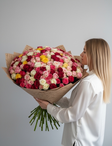 Букет из 101 кустовой розы