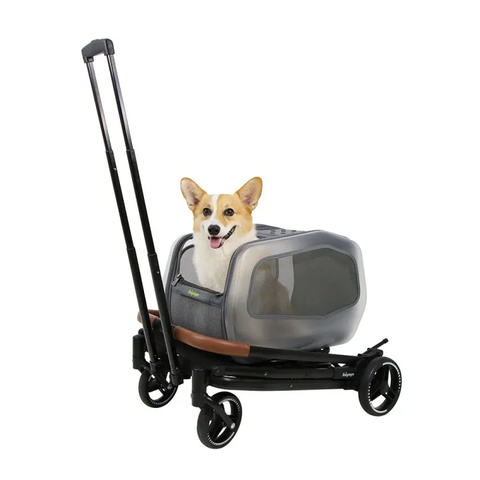 Коляска для собак/животных NeoRider Multi-purpose Detachable Pet Stroller-Wagon for Small Breed Dogs, Cats and Puppies – Silver Mist