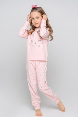 пижама  для девочки  К 1541/24/бежево-розовый,штрихи