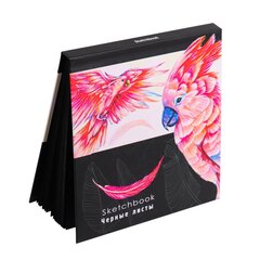 
          Скетчбук 160*160 мм., 64л., "Рисунок попугая", 120 г/м2, Проф-Пресс, 7БЦ, ламинация, жёсткая подложка, черный офсет